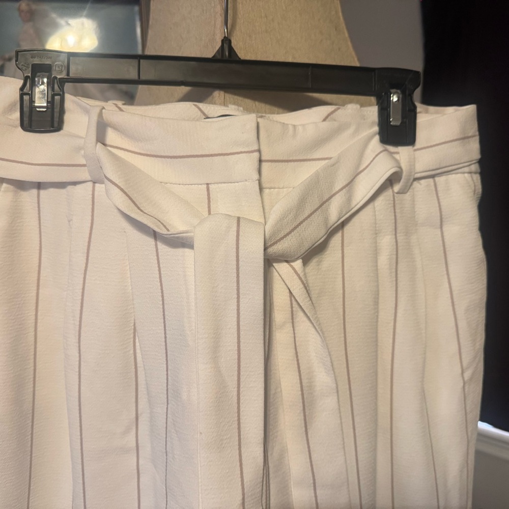 White Striped High-Waisted Pants